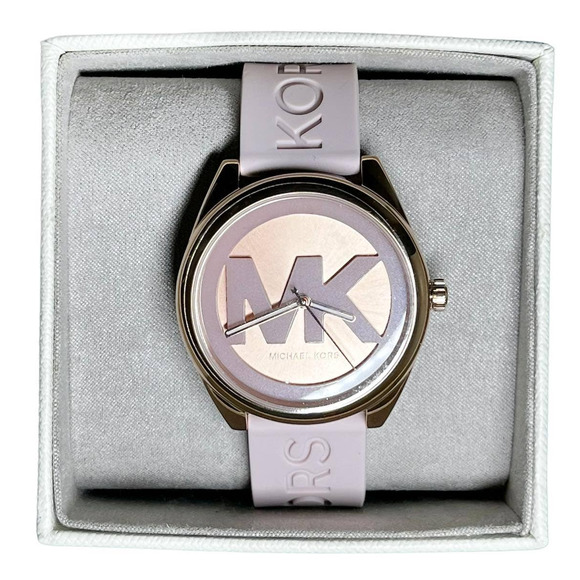 NIB - Michael Kors Women's Janelle Rose Band Silicone Watch 42mm - Picture 1 of 4